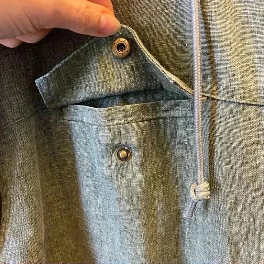 Avon Linen Jacket Cropped Lightweight Spring Fall Hood Olive Green Large - Picture 10 of 16